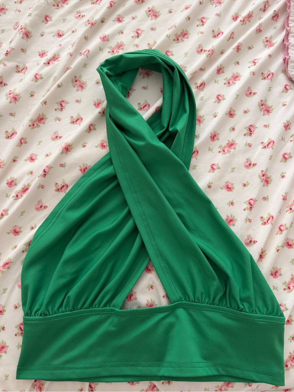 SHEIN Emerald Green Cross-Front Crop Top